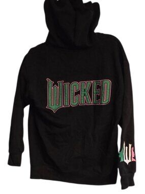 Wicked Hoodie Universal Studios Oversized Sweatshirt Sz S Black Floral Broadway